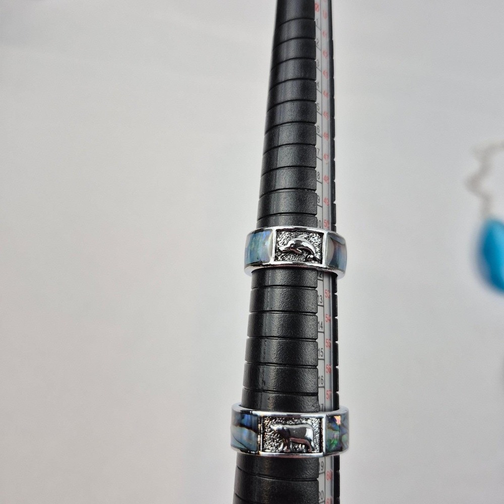 Blue Boho Jewelry Lot Necklace Earrings Rings Dolphin Bear Dog Animal Set‎ - Picture 12 of 16